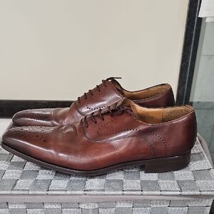 Magnanni Rich Brown Leather Oxfords. Made In Spain.  Men's Size 10US.